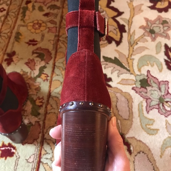 rag & bone Studded Burgundy Suede Boots - Picture 7 of 7